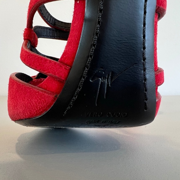 Giuseppe Zanotti Red Suede Strappy Heels – Size 37 - Picture 4 of 7